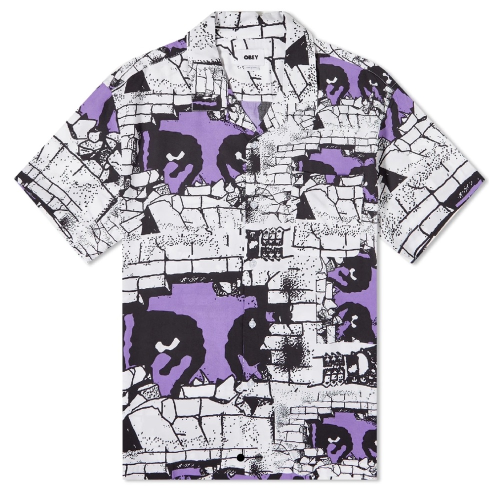 Brand New Obey Detector Woven Shirt White Multi Men’s Medium